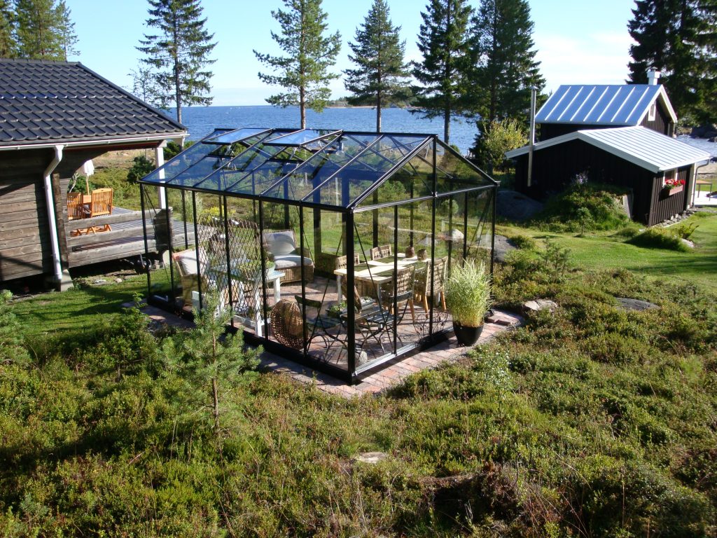 jardin d'hiver indépendant sur dalle en pavé - Structure aluminium - Coloris noir